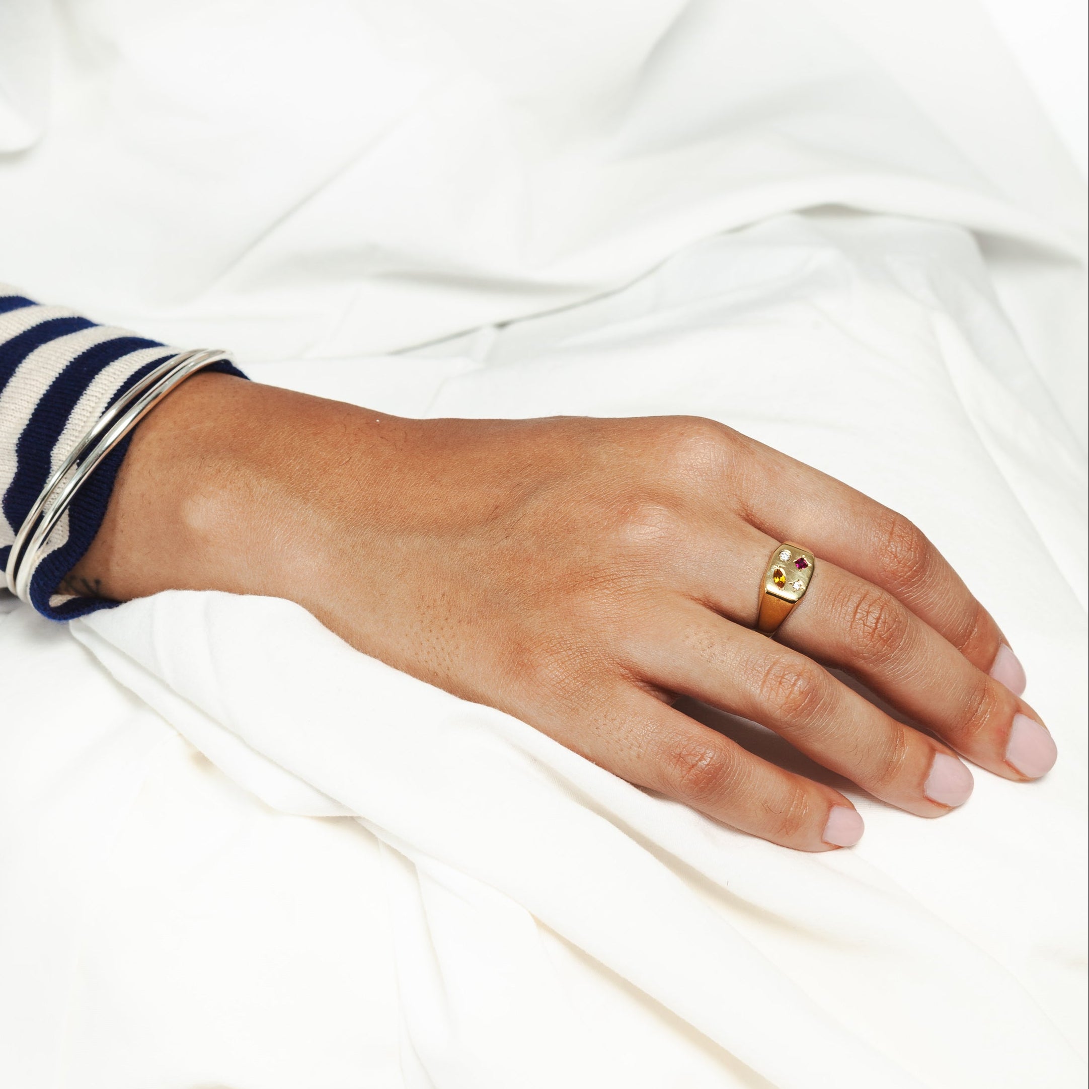 Chevalière N.08 Facetté or