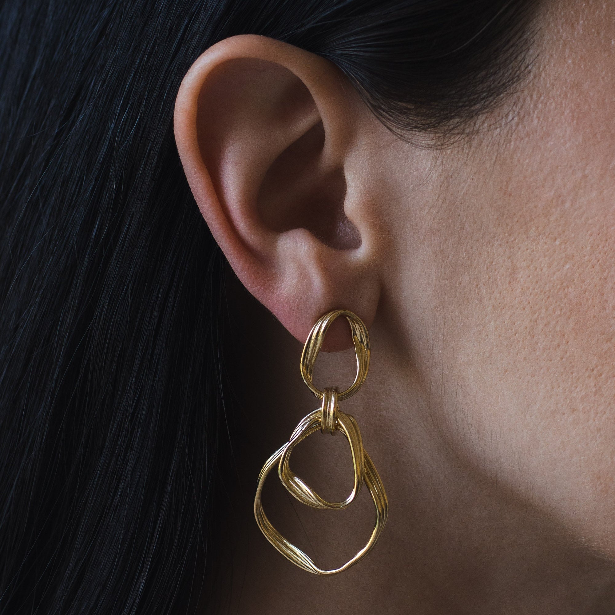 Large Gold Vermeil Spun Earrings