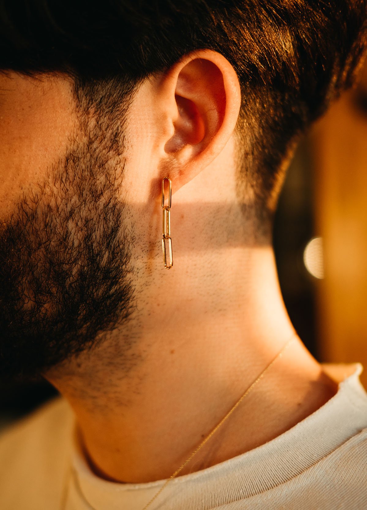 Boucles d’oreilles chaîne trombone or vermeil