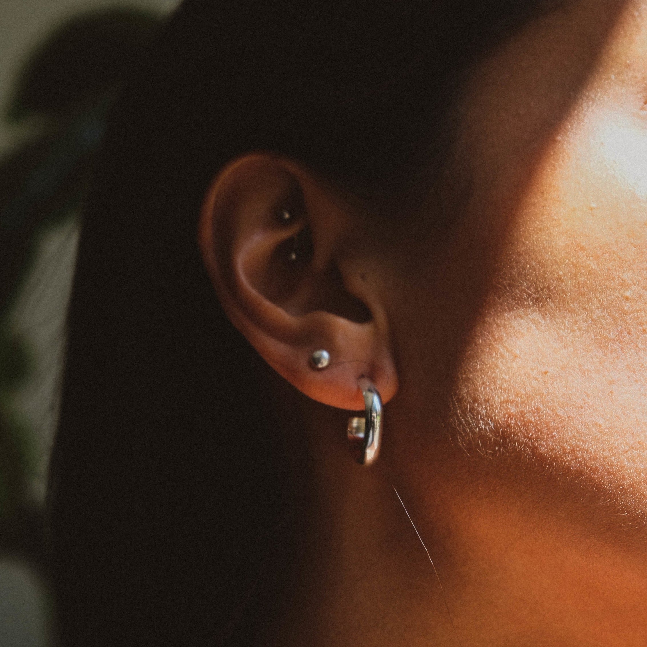 Small Square Half Round Hoops