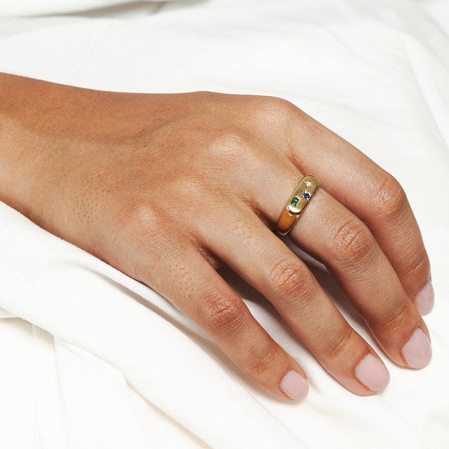 Chevalière N.02 Facetté or