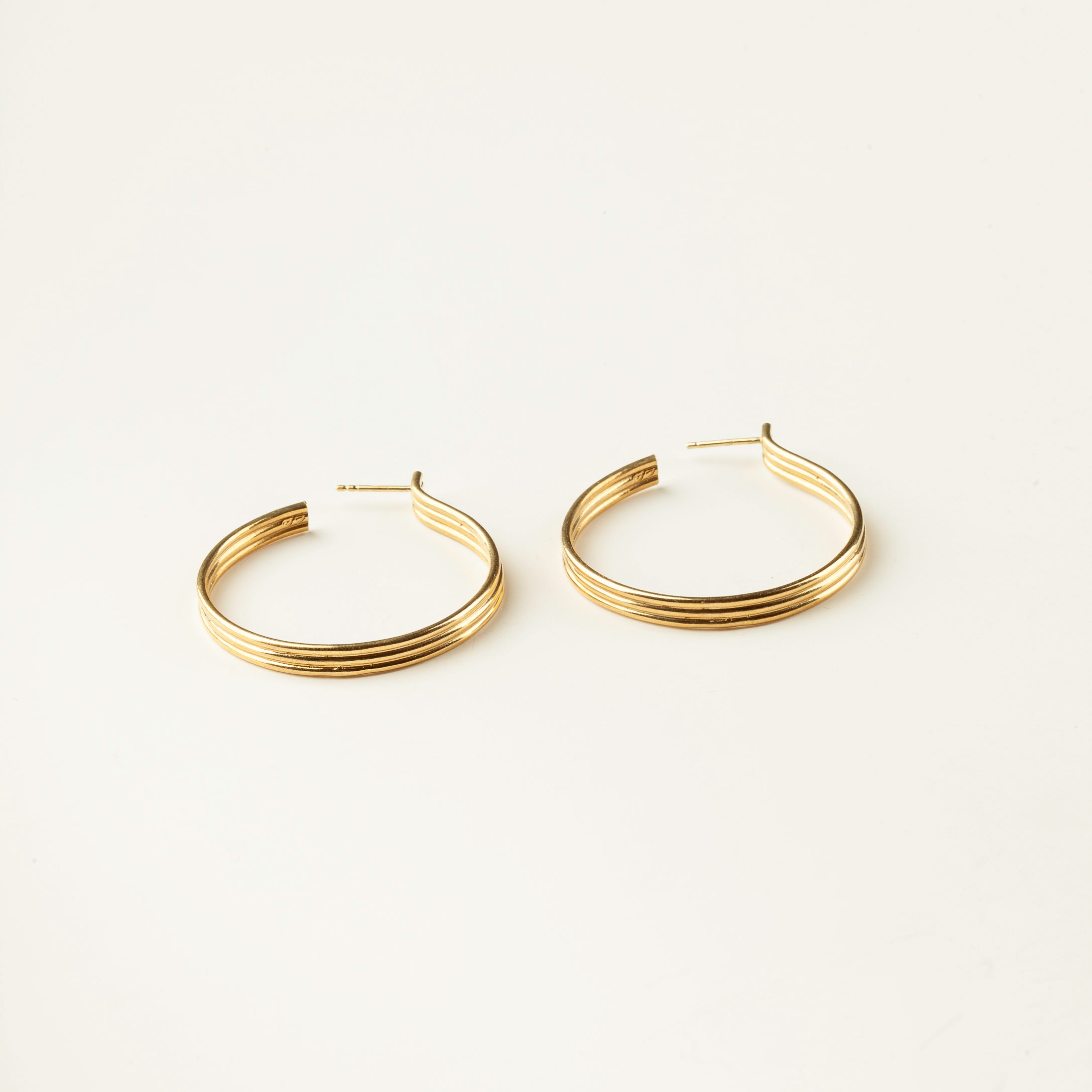 Large Triplet Gold Vermeil Hoops