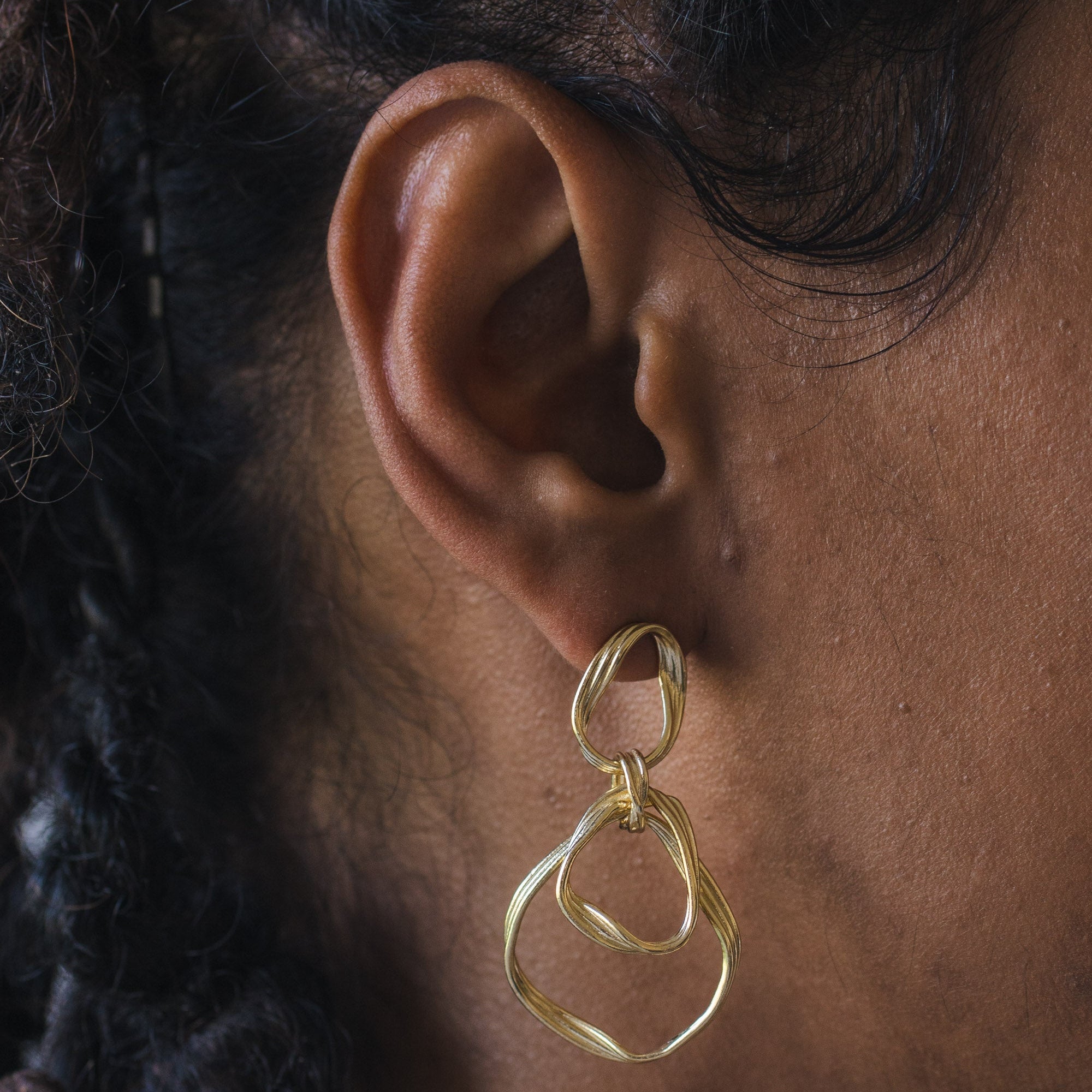 Grandes boucles d'oreilles Filé or vermeil