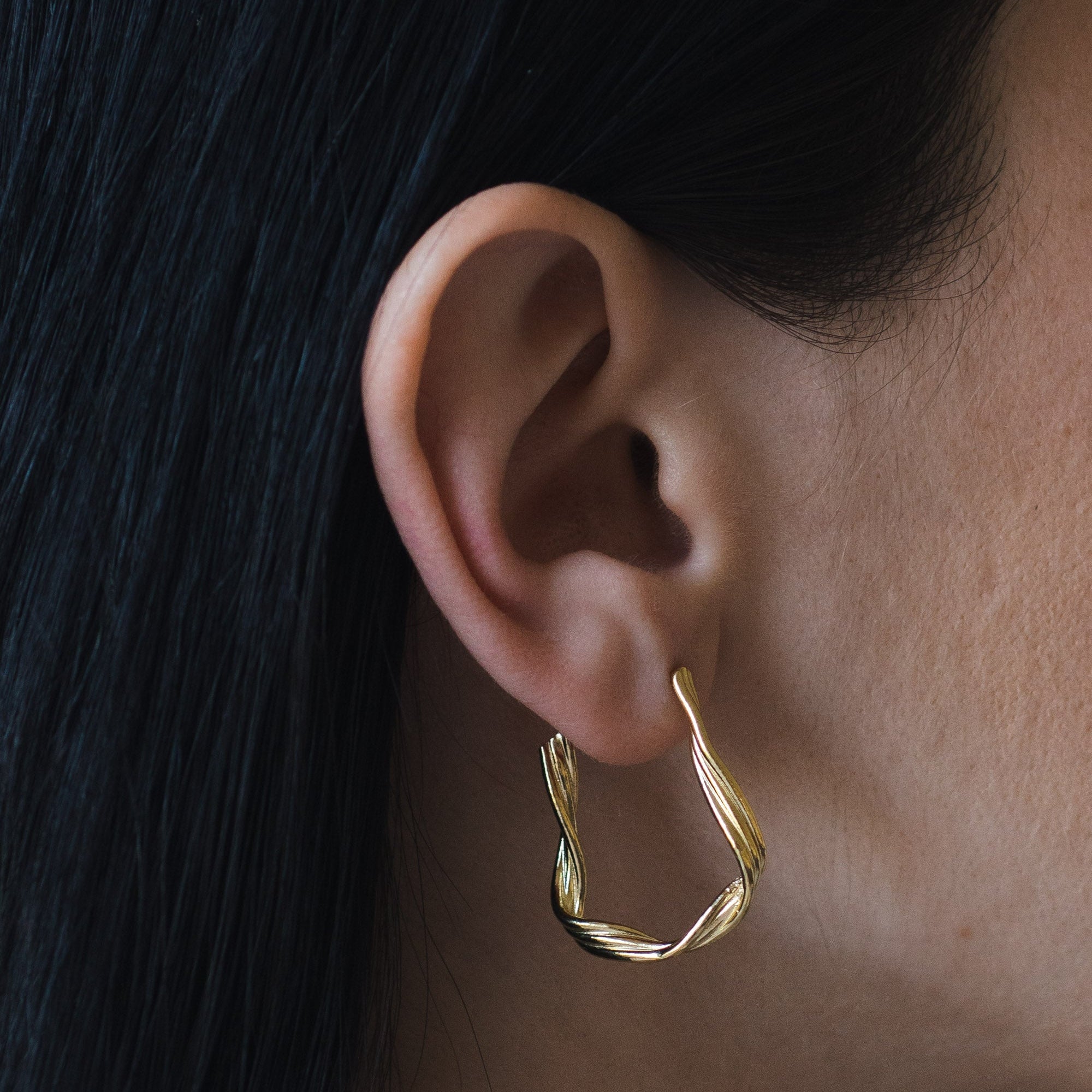 Large Gold Vermeil Spun Hoops