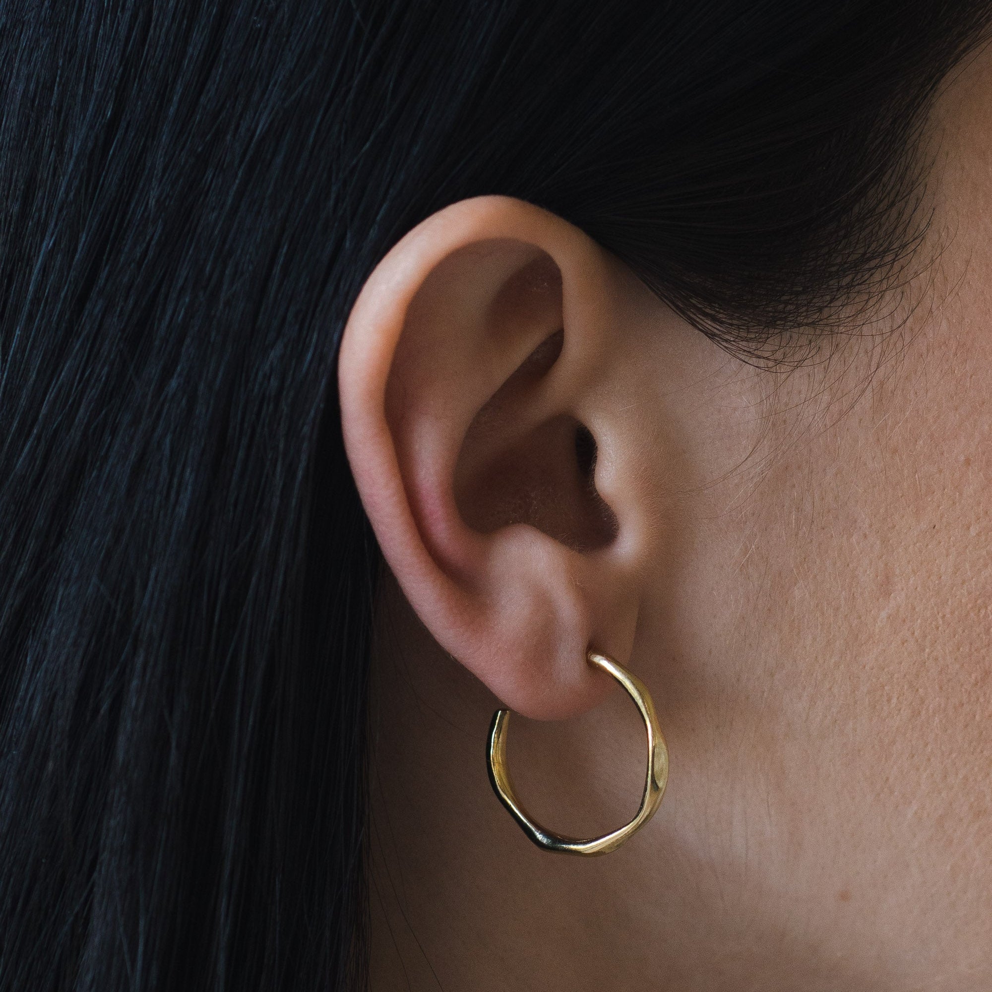 Large Sculpted Gold Vermeil Hoops
