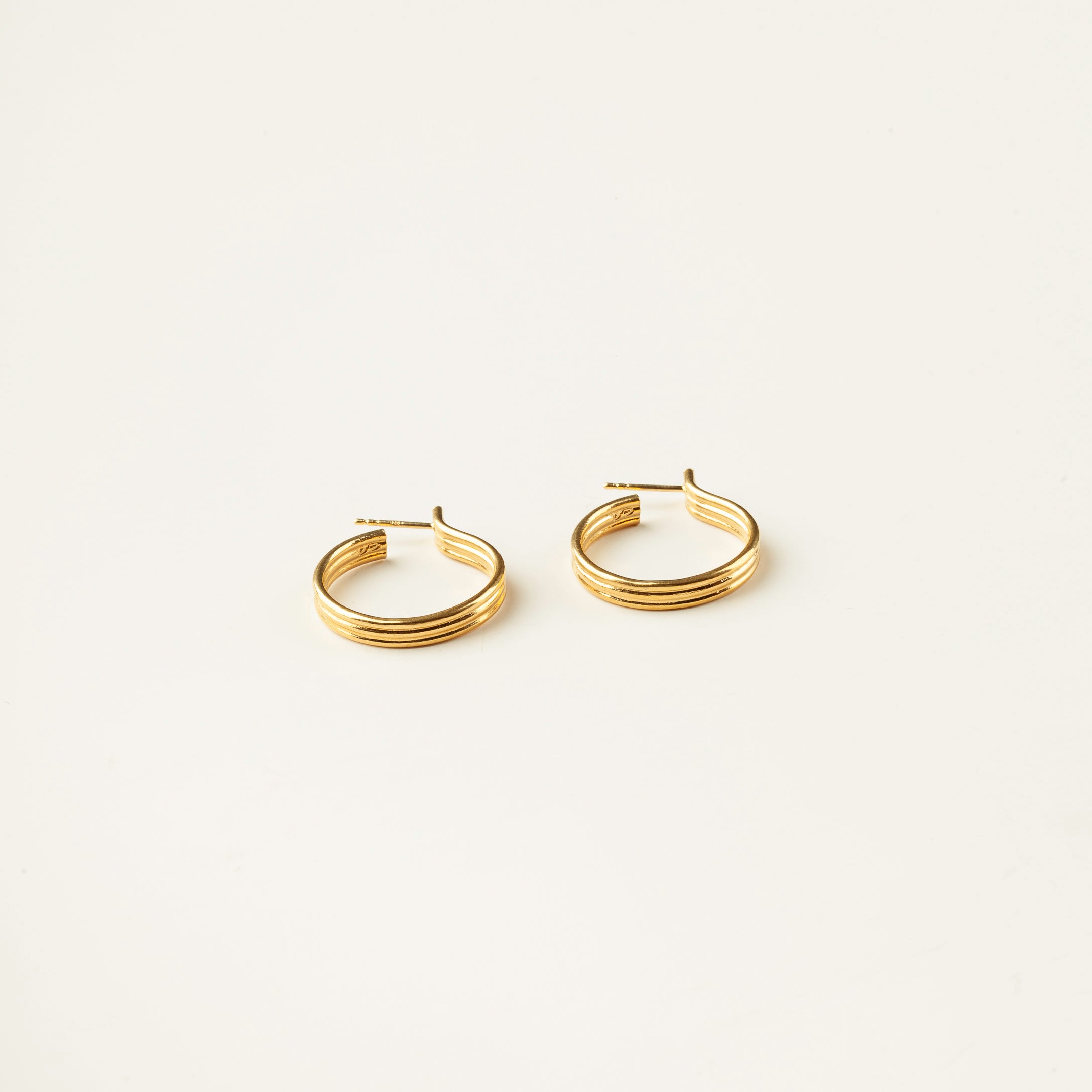 Medium Triplet Gold Vermeil Hoops