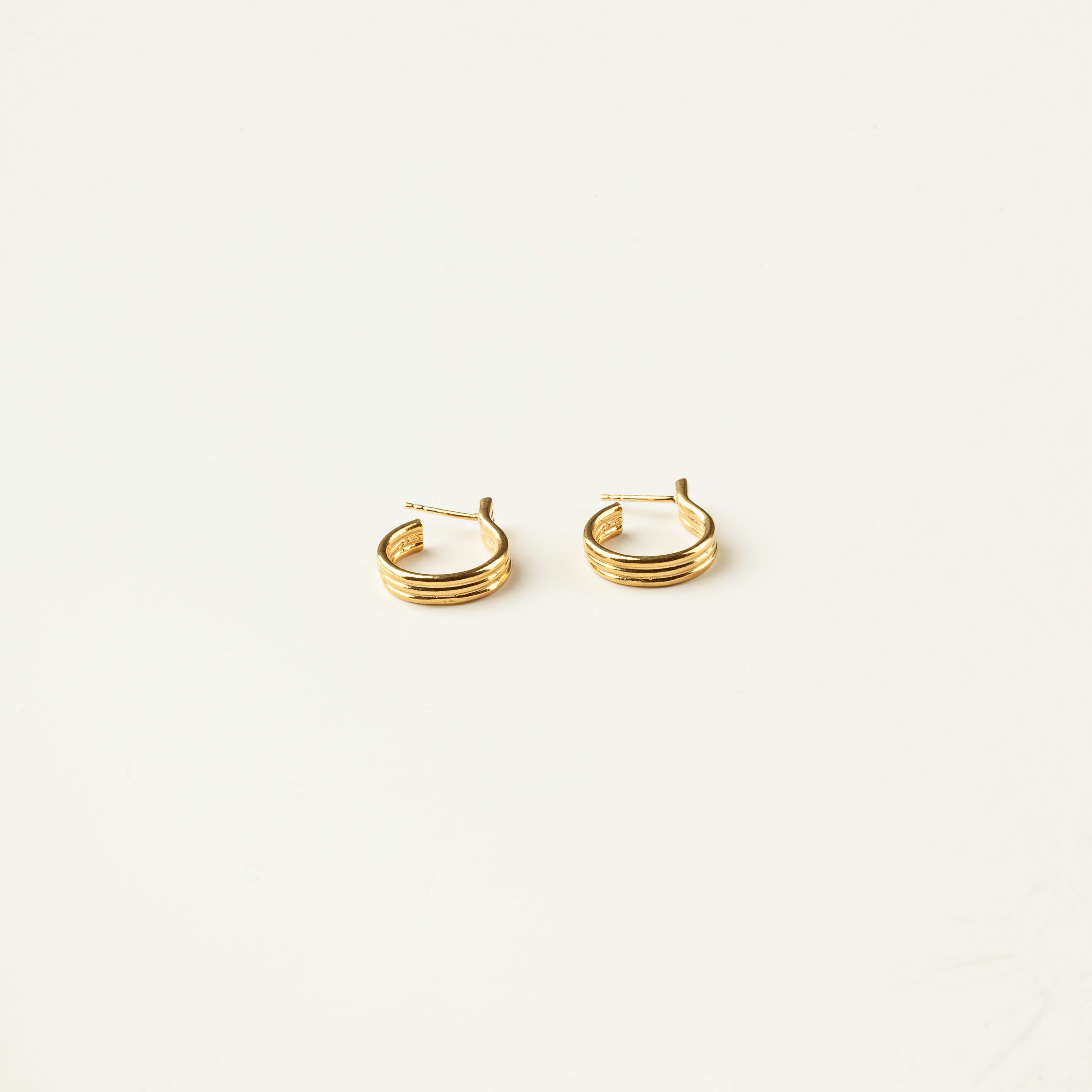 Small Triplet Gold Vermeil Hoops