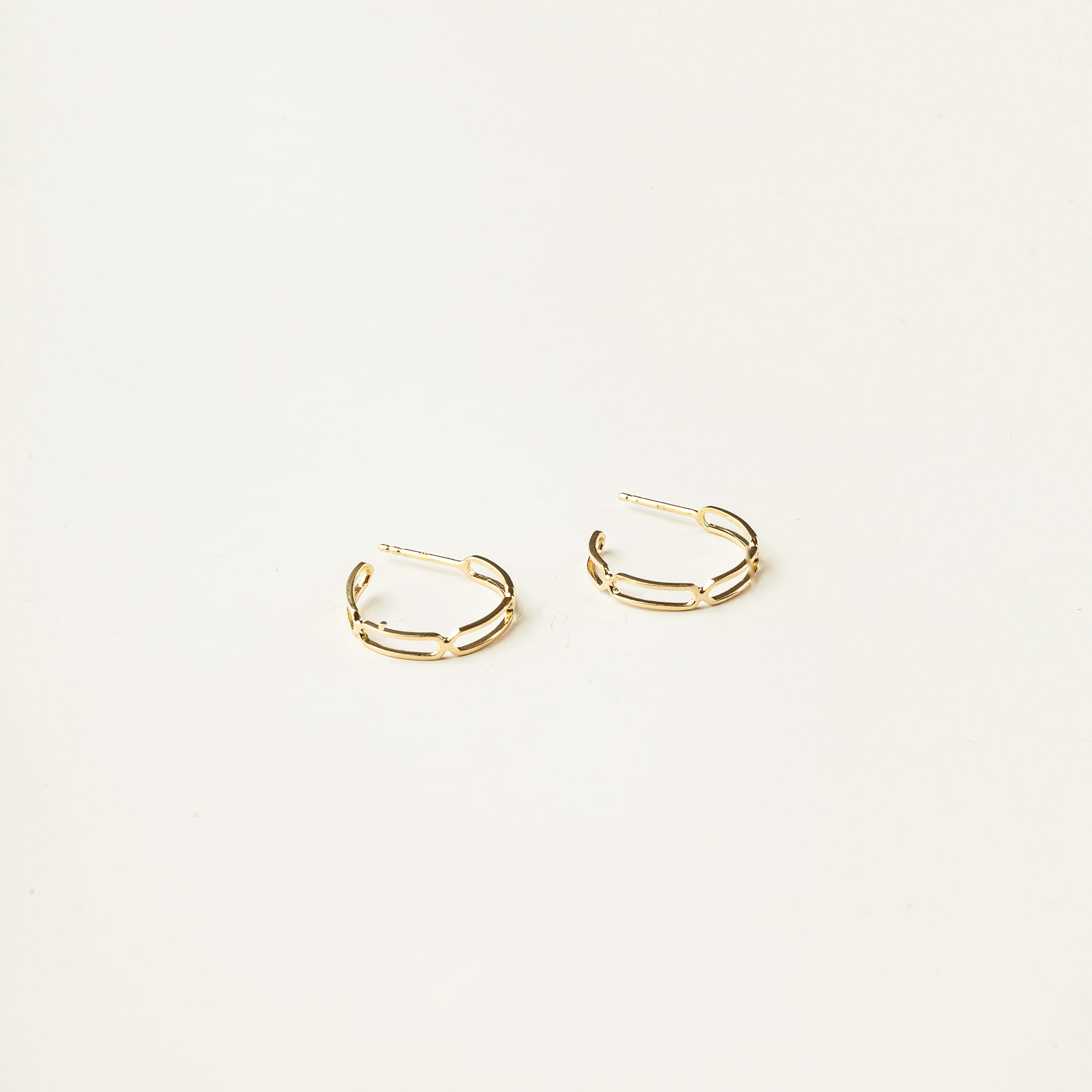 Small Paper Clip Gold Vermeil Hoops
