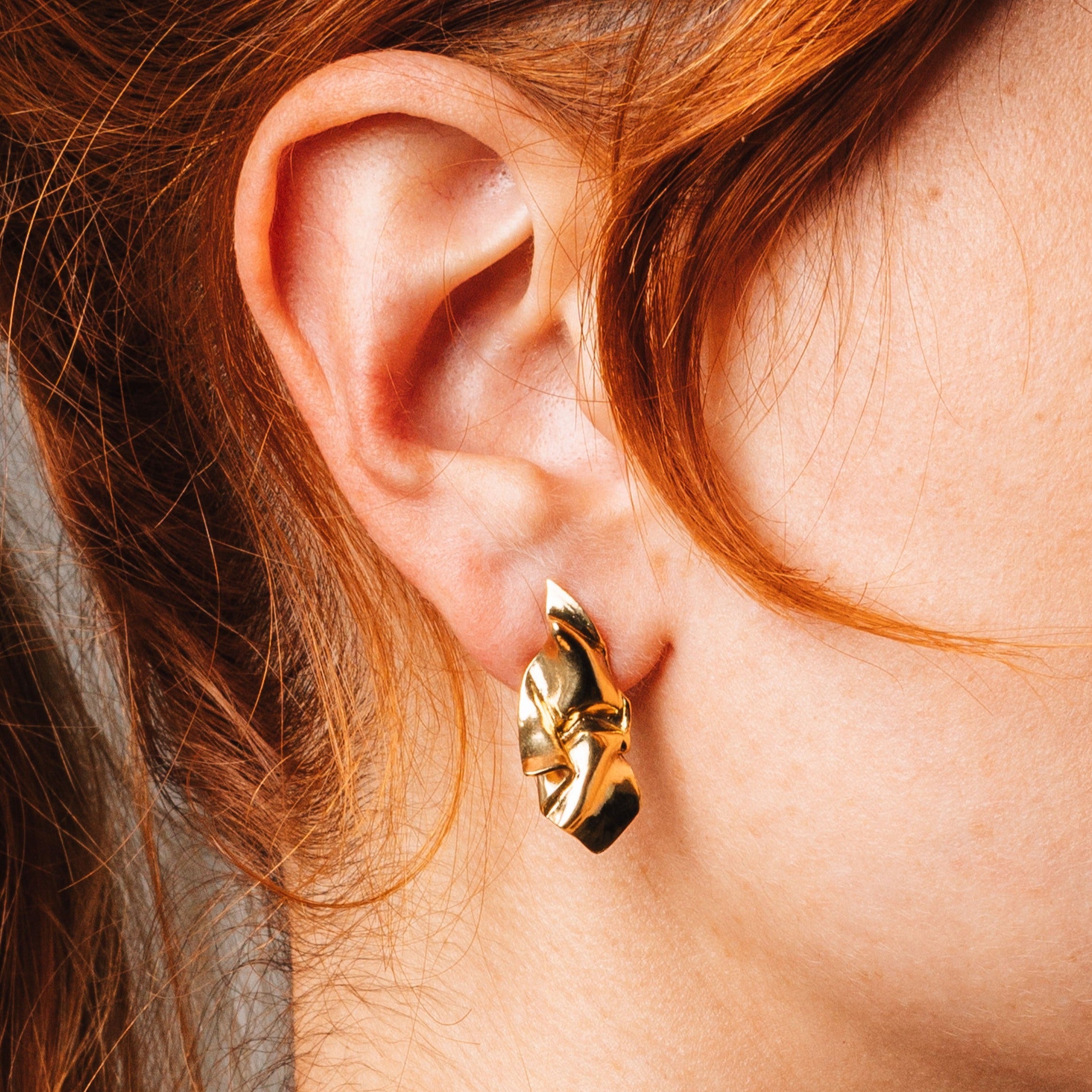 Small Draped Gold Vermeil Earrings