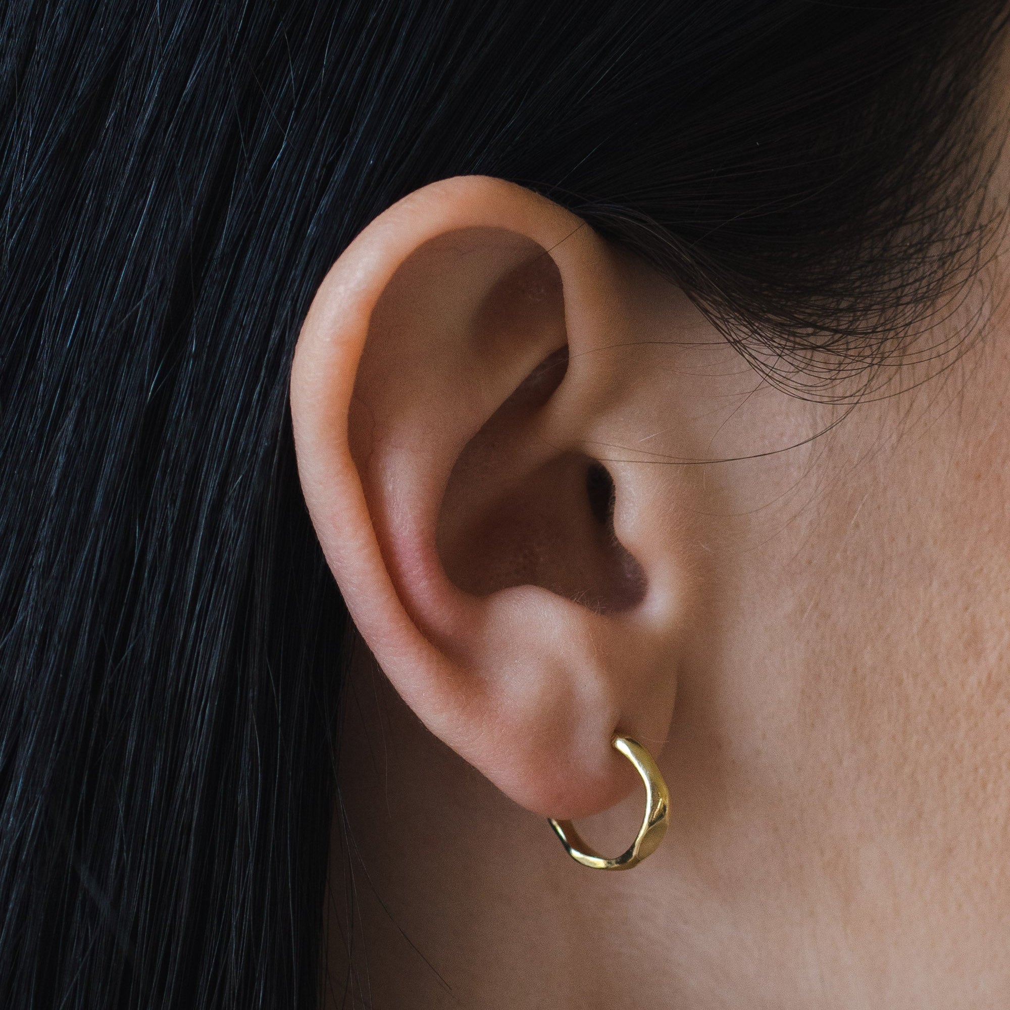 Small Gold Vermeil Sculpted Hoops