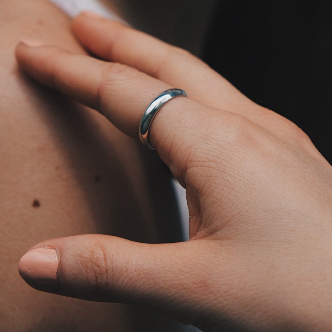 Large Half Round Gold Ring