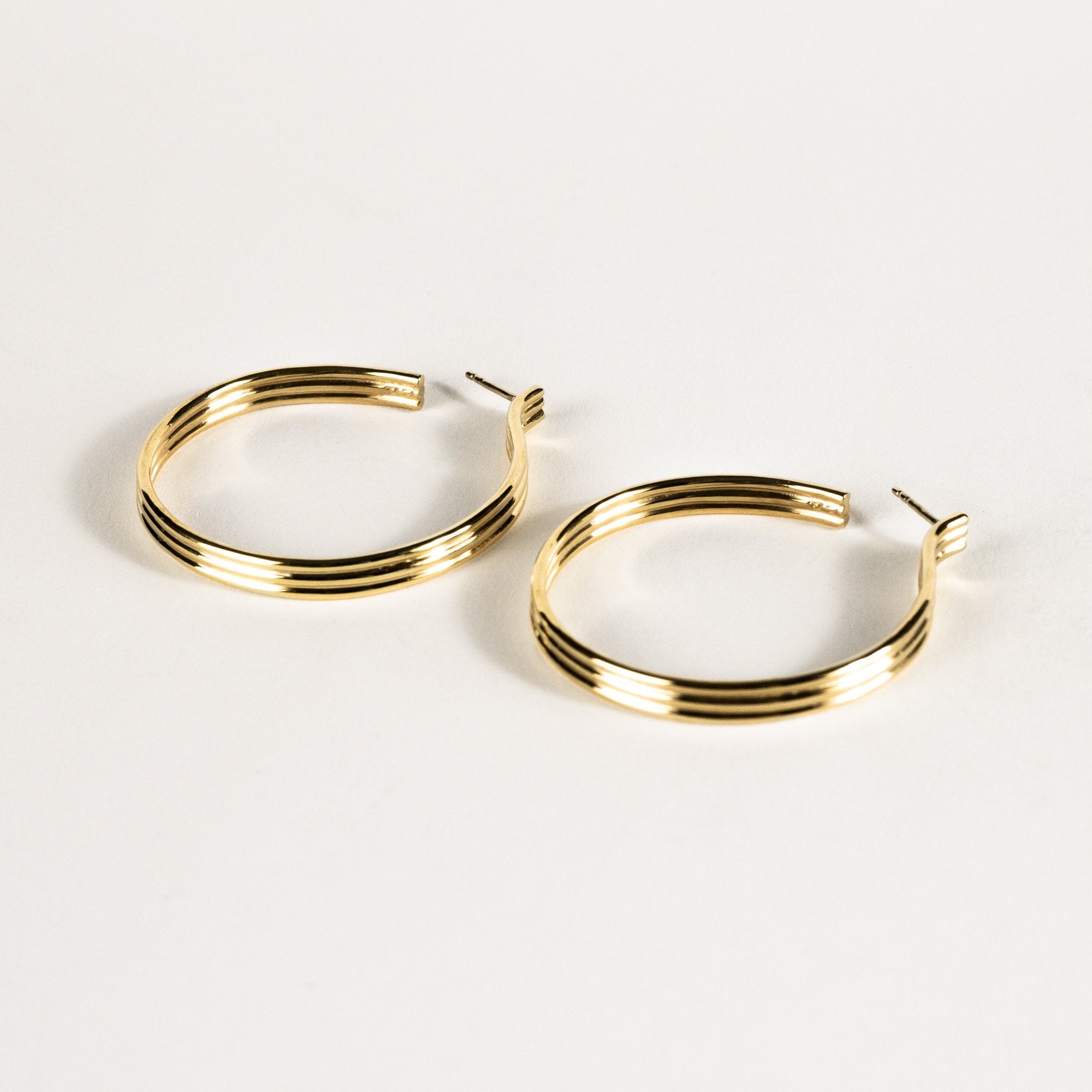 Large Triplet Gold Vermeil Hoops