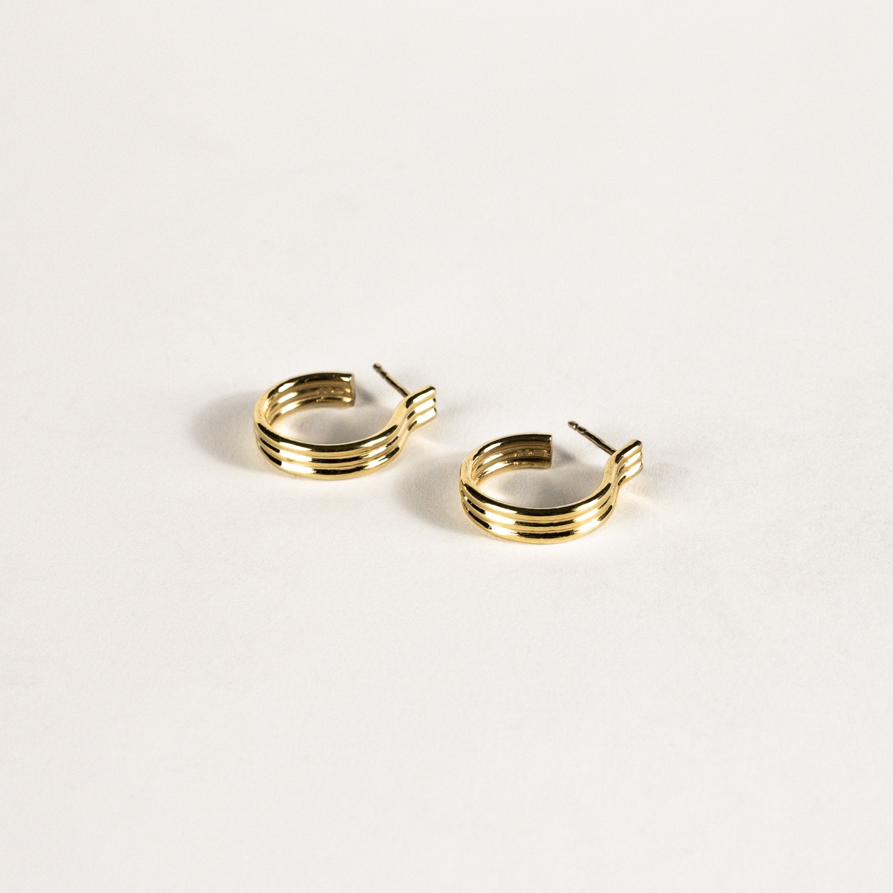 Small Triplet Gold Vermeil Hoops