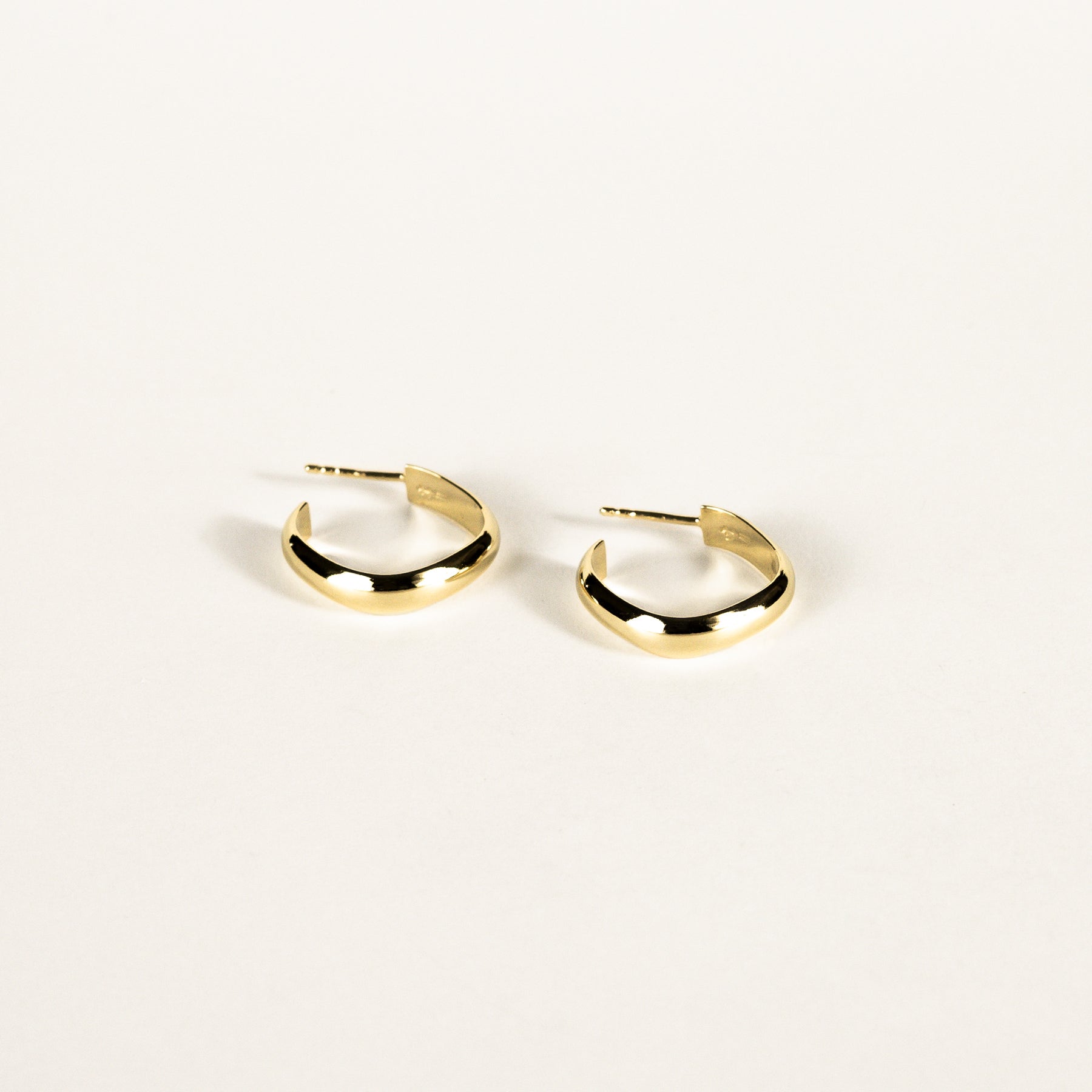 Small Square Half Round Gold Vermeil Hoops