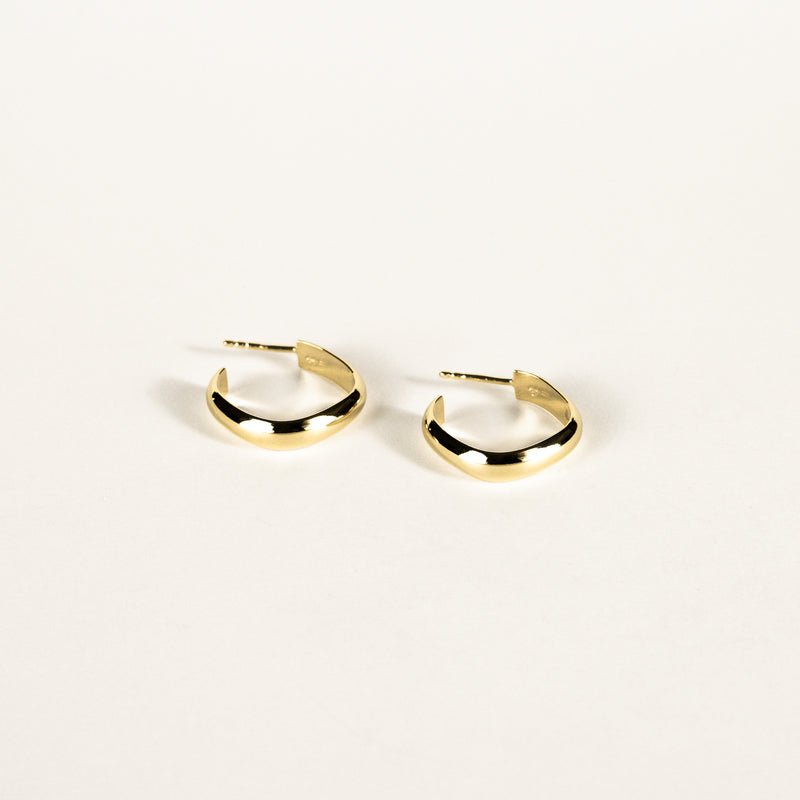 Small Square Half Round Gold Vermeil Hoops